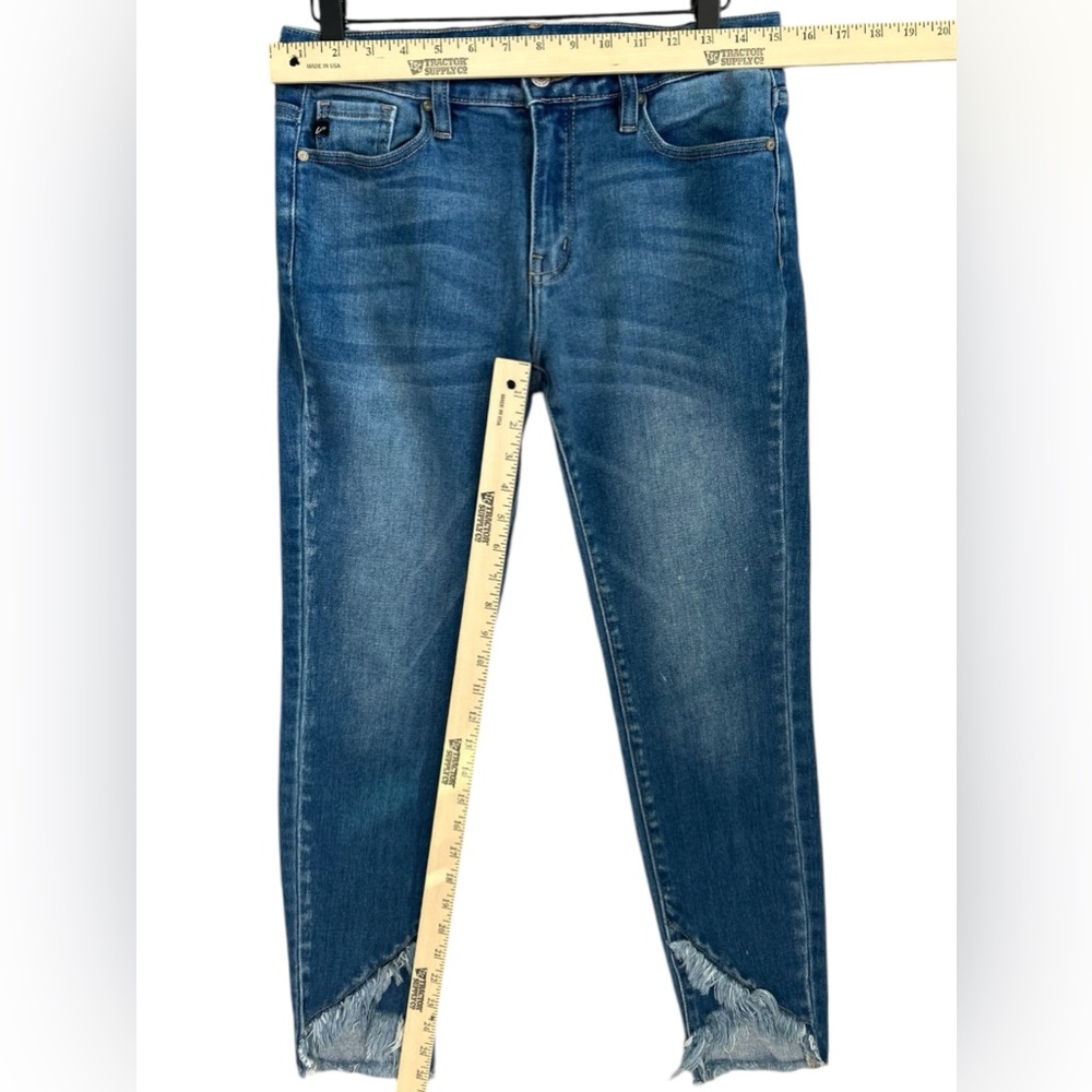 KanCan Jeans Womens Skinny Frayed Fringe Ankle Medium Wash Blue Stretch Denim 28 - Picture 4 of 7